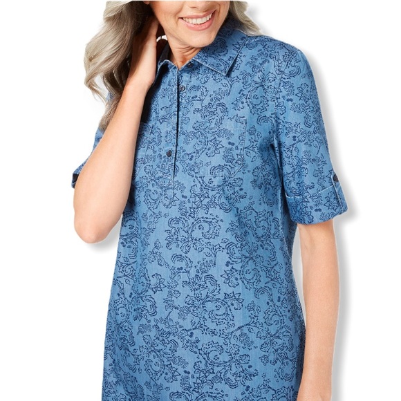 Karen Scott Printed Cotton Shritdress - Picture 2 of 4